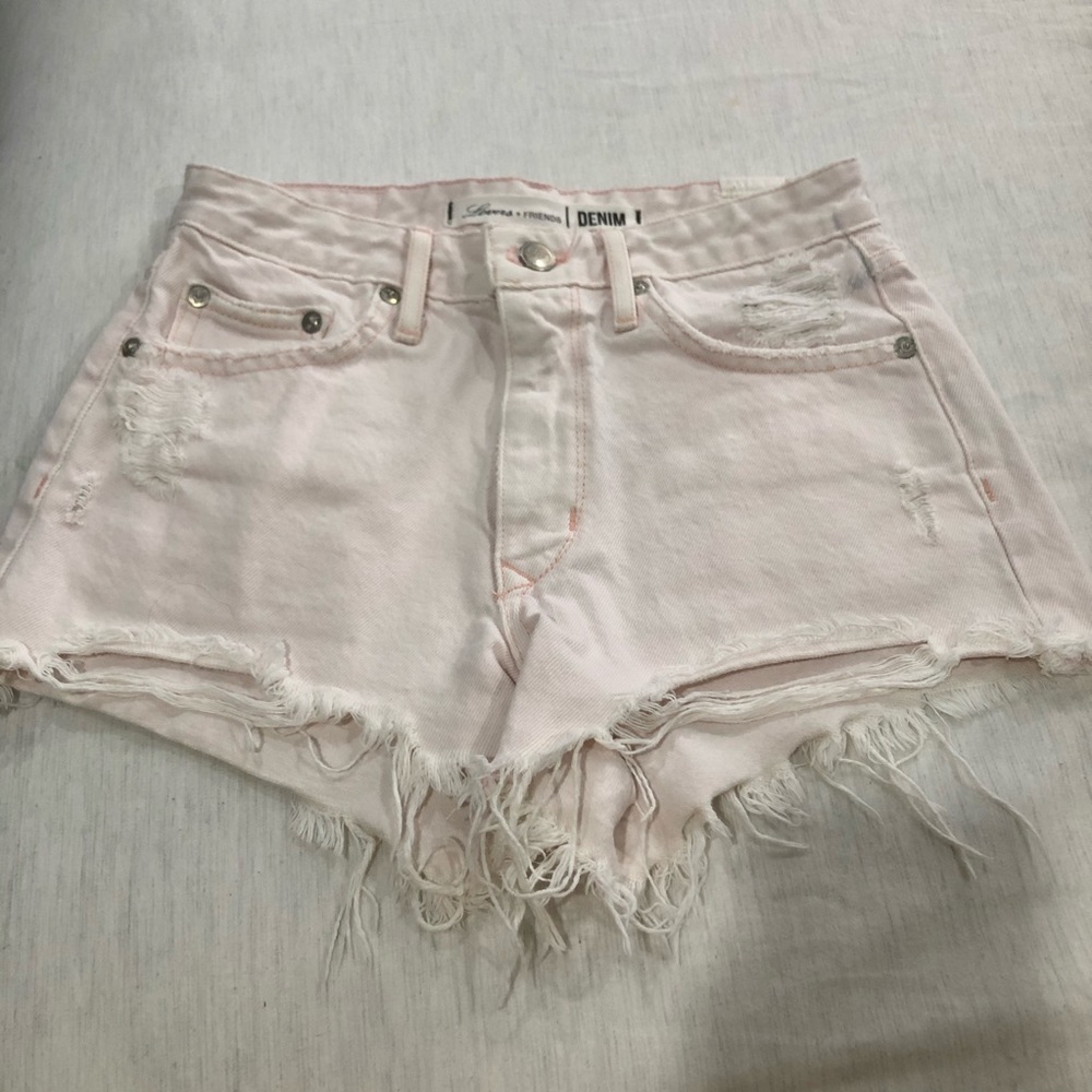 Lovers + Friends Pink Distressed Denim Shorts 23